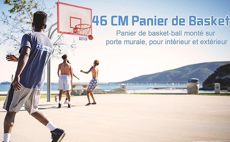 Anneau de Basketball Panier de Basket avec Filet 46 CM Fixation au Murale pour Adultes / Enfants
