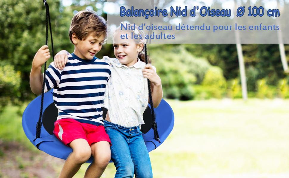 Balancoire Circulaire pour Interieur et Exterieur Charge Maximale de 150 KG Bleu