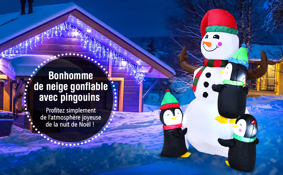 Opblaasbare sneeuwman met pinguïns