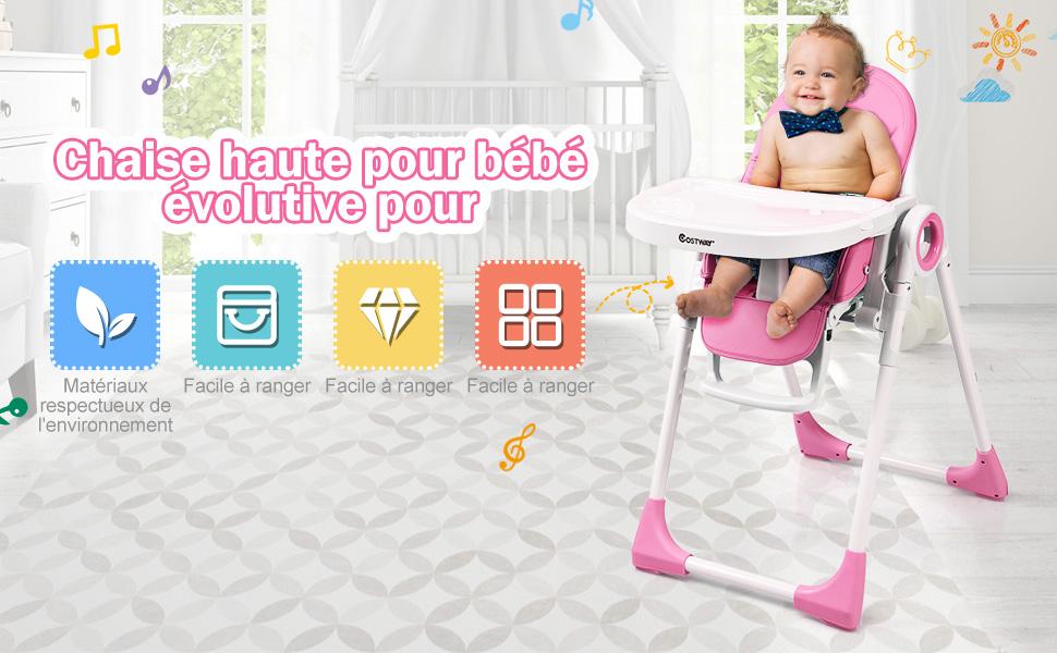 Chaise Haute Bébé Milo Avec Tablette - Rose - Neuve Sous Emballage - Pliable