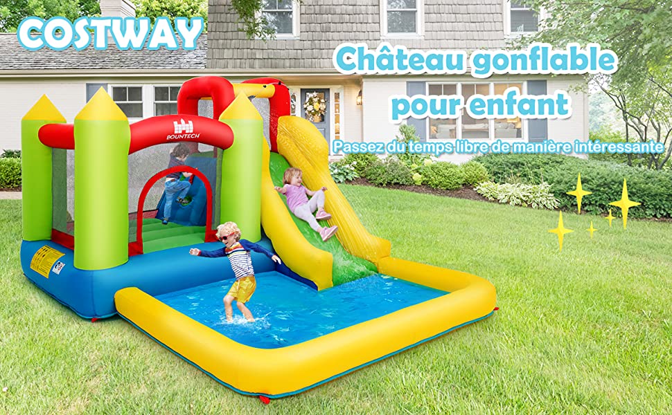 Château Gonflable pour Enfants de 3 a 10 Ans Max 135KG Aires de Jeux Multiples