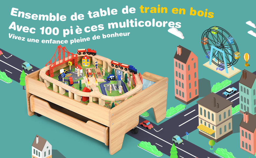 Train Electrique pour Enfants -16 Accessoires de Rails Cadeau de Noël Pour  Tout-petits 3+ ans Bleu