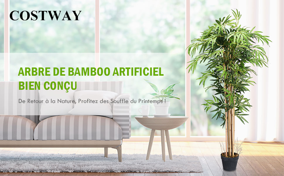 Costway-Bambou-Artificiel-XL-avec-1095-Feuilles-H-150-CM-_-Pot-Noir-Decoration-Interieur-et-Exterieur-pour-La-Maison-Mariage-Vert