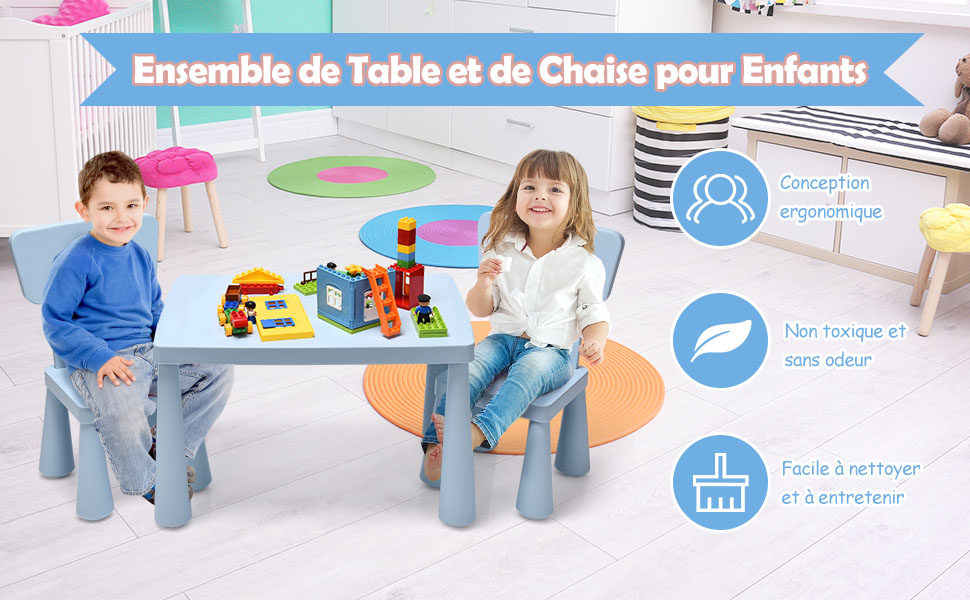 Ensemble Table et Chaises pour Enfants pour Jouer Manger Dessiner