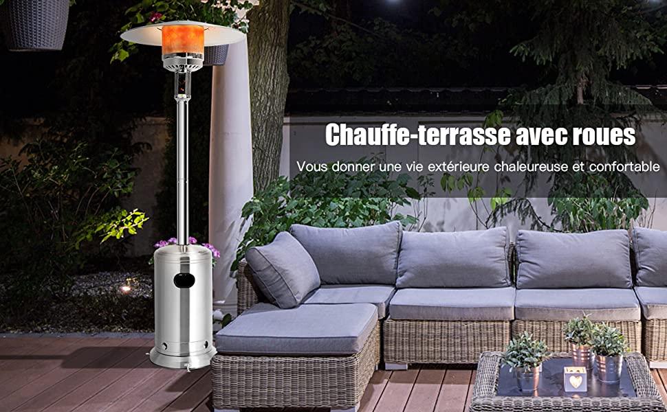 Costway-Parasol-Chauffage-Exterieur-a-Gaz-13KW-Reflecteur-82cm-avec-Dispositif-de-Anti-basculement-Tube-2-Roues-Fluide-220cm--Bronze