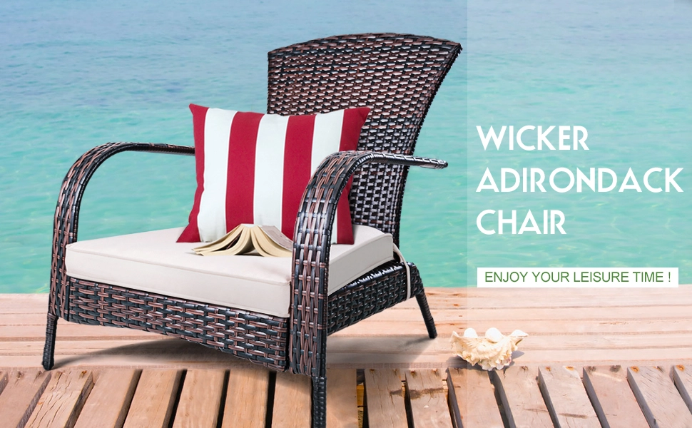 Rotan Fauteuil Tuinstoel Imitatie Rotan Vlecht 79 x 79 x 82 CM met Kussen