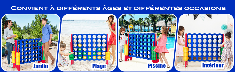 Puissance 4 Géant pour Enfants et Adultes avec 42 Jetons Circulaires Idéal  pour Intérieur et Extérieur Bleu+Orange - Costway