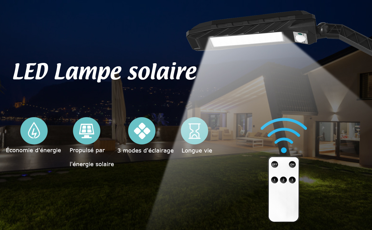 Lampadaires de jardin éclairage de chemin IP44 batterie solaire