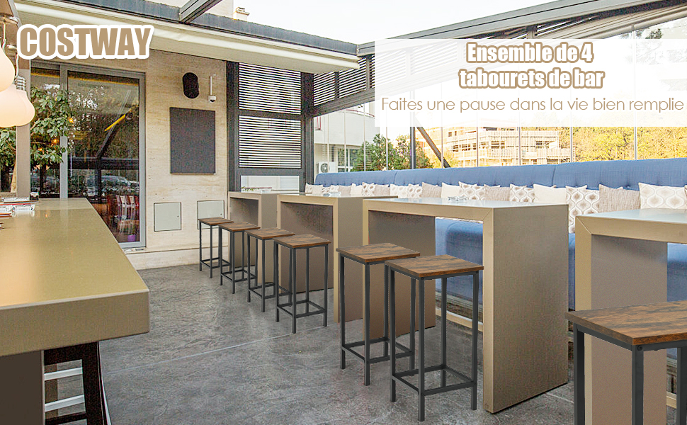 Lot-de-4-Tabourets-de-Bar