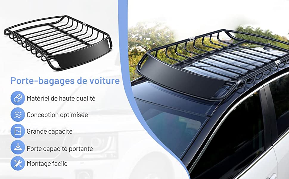 Porte-bagages en aluminium compatible avec les rails de porte-bagages de  voiture