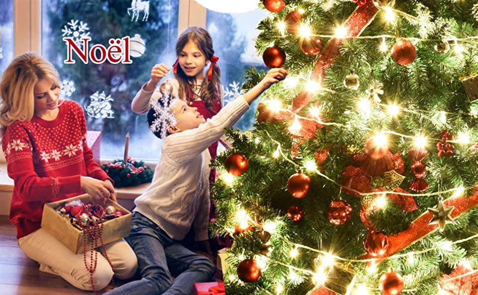 180cm Sapin de Noel Artificiel LED Lumineux 230 Branches Lumiere a Variation de Couleurs avec Etoile a la Cime et Flocons de Neige