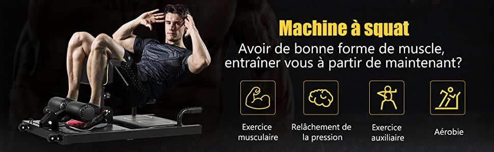 Machine a Squat Pliable 8 en 1 Sissy Squat 9 Reglages en Hauteur Charge 120KG