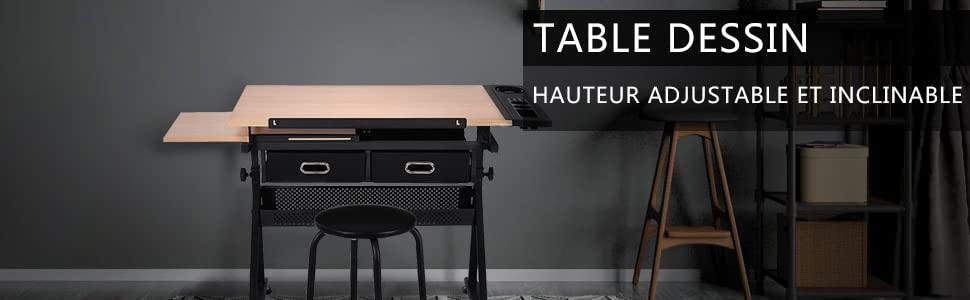 Table incurvée inclinable avec tablette Homecraft