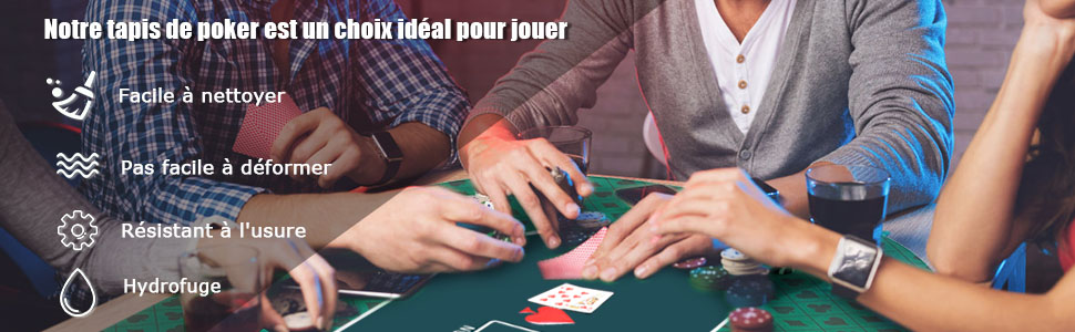 Tapis De Jeu De Carte Poker Pliante En Caoutchouc 180 X 90 Cm 10