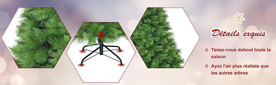 Arbre de Noël Artificiel 210 cm avec 808 Branches et Support en Fer Sapin  de Noël Artificiel pour Décoration de Fêtes - Costway