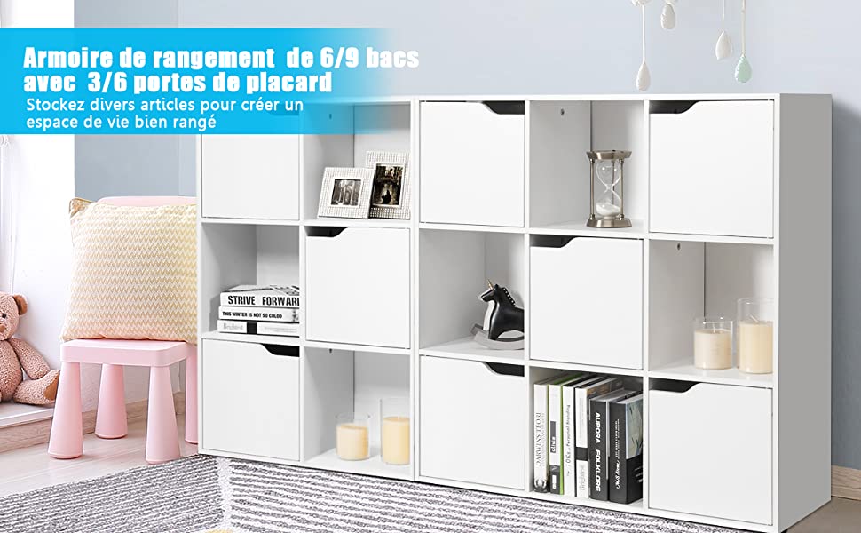 Bibliothèque de Rangement Cube de Rangement 5 avec Portes 90 x 29