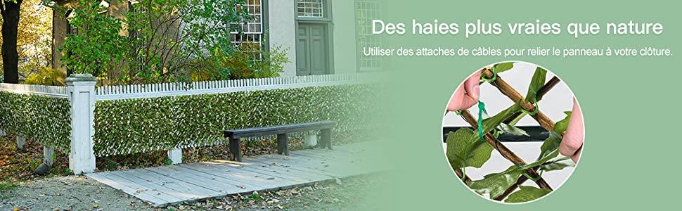 Haie Artificielle Imitation Feuilles de Lierre 3PCS Cloture de lierre artificielle pour Decoration Interieure et Exterieure