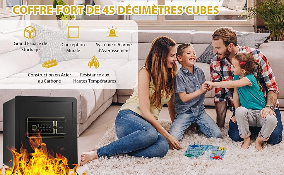 Coffre-fort de Securite Electronique 36 x 31 x 41 CM 46 L Systeme dAlarme Clavier Numerique 4 Cles