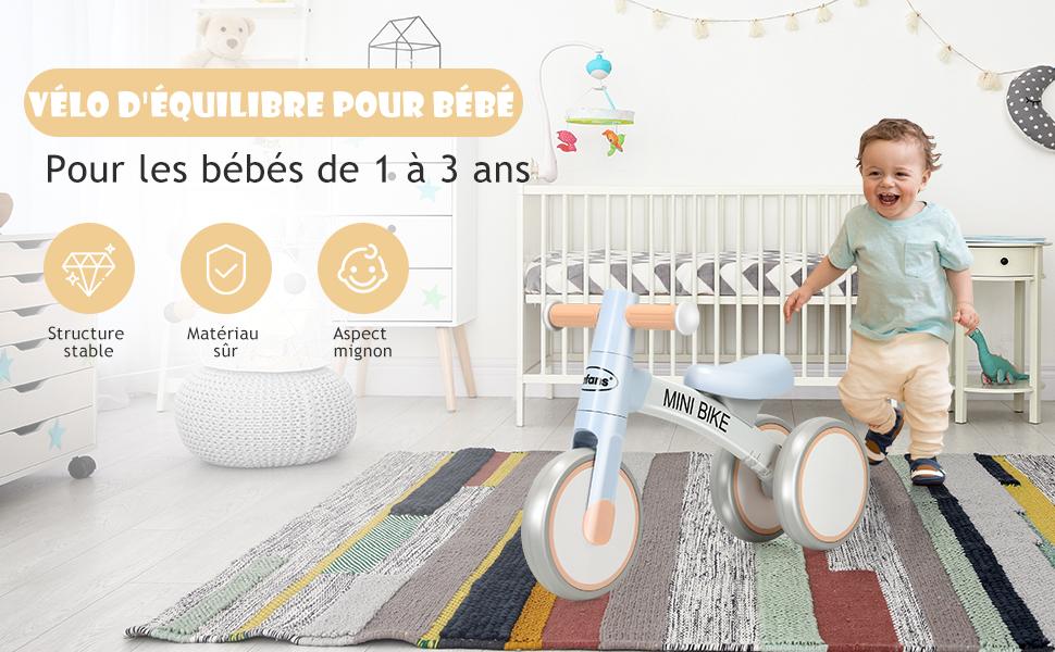 Babyloopfiets zonder pedaal met 3 stille wielen Grijs en roze rijspeelgoed