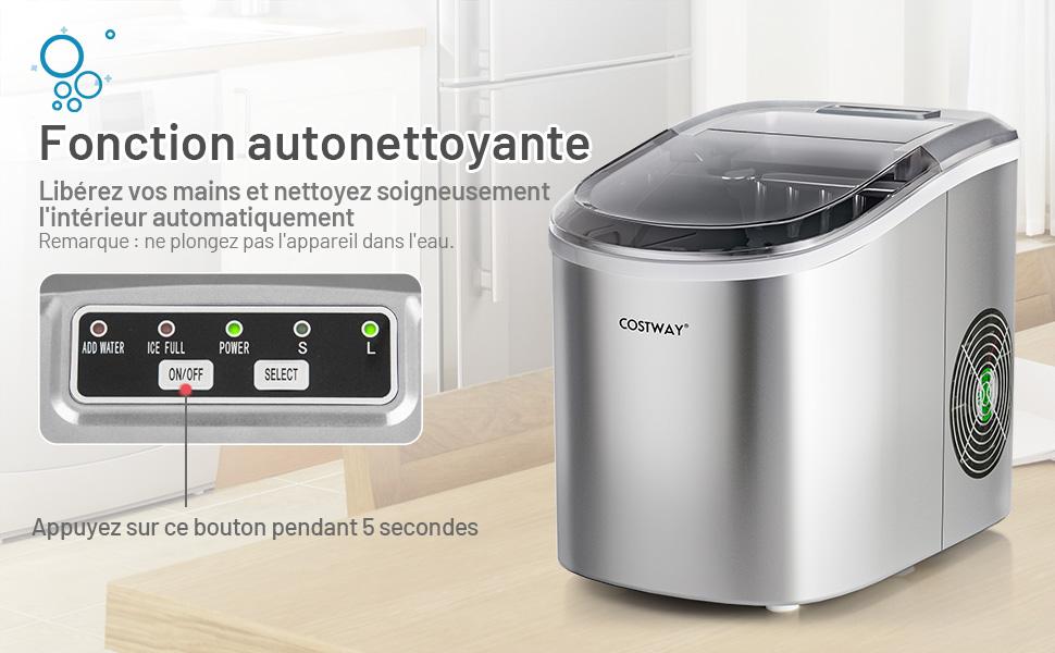 Machine a Glacons Portable 12 kg/24H 2 Formats de Glacons 6-13 Minutes Reservoir d