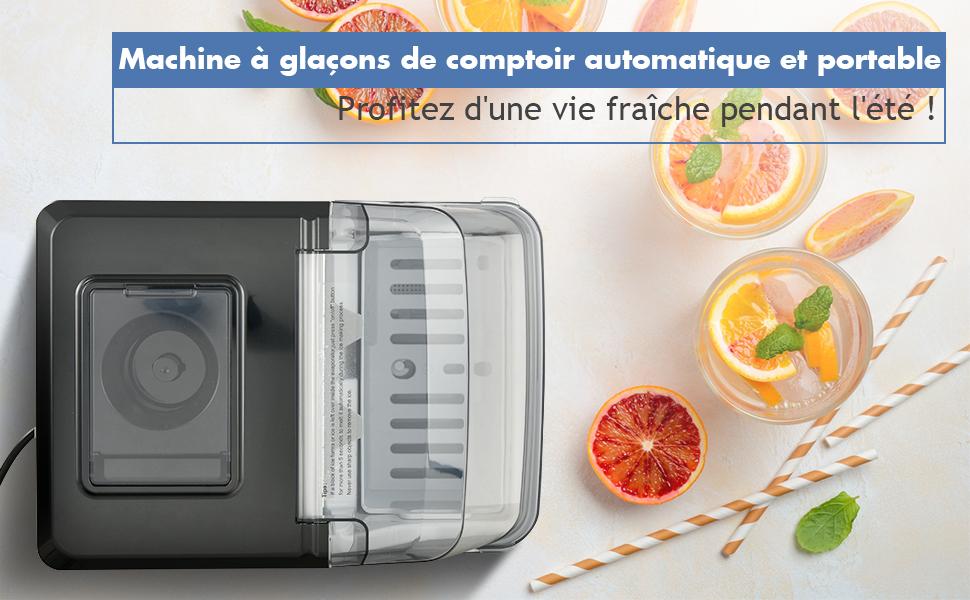 Machine a Glaçons 18kg/24 h avec Emplacement de Bonbonne Ecran LCD Minuterie Pelle Auto-Nettoyage Reservoir dEau 3,2 L