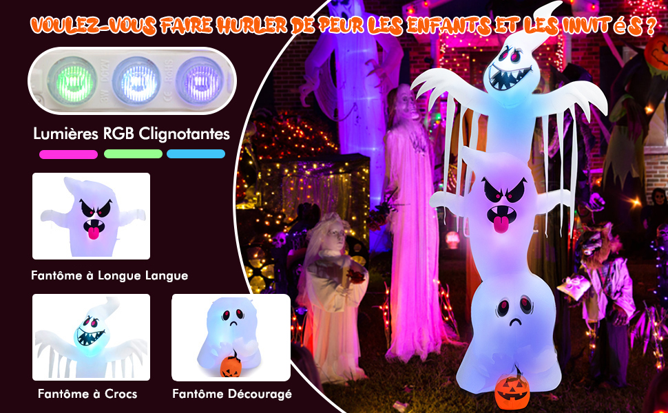 Fantôme Gonflable d'Halloween 172cm Décoration de Vacance avec