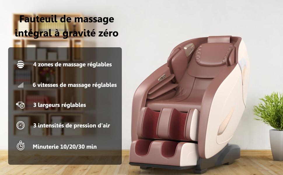 Elektrische Massagefauteuil met Zero Gravity, 12 Automatische Programma's, 6 Massagetechnieken en Voetroller