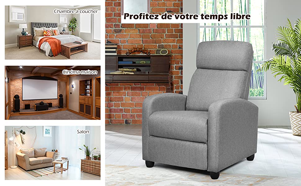 Fauteuil Relax Tissu Confortable avec Fonction Inclinable - Selly