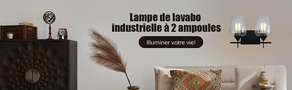 Applique Murale 2PCS avec Abat-Jour en Verre Transparent Ampoule 60W(non-inclus)