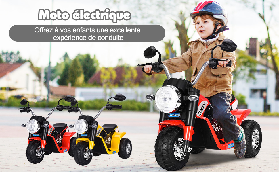 Moto Electrique pour Enfants 20W à partir de 3 à 8 Ans Moto Véhicule 6V  Charge max. 20KG Rouge - Costway