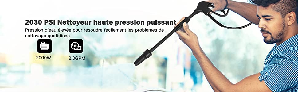  Nettoyeur Haute Pression Electrique avec Accessoires Brosses 2030 psi, 6,0 l / min 2000w