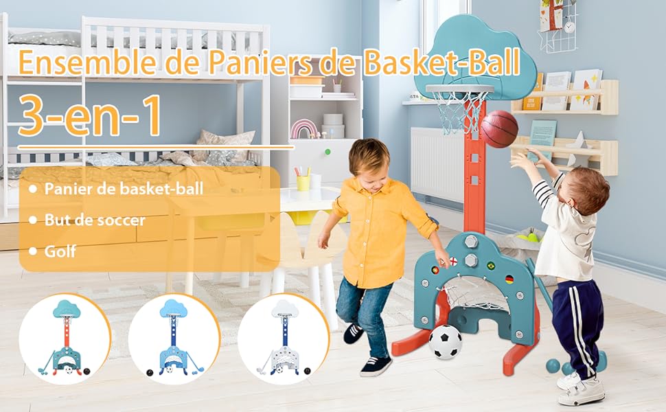 3-in-1-basketbalring voor jonge kinderen