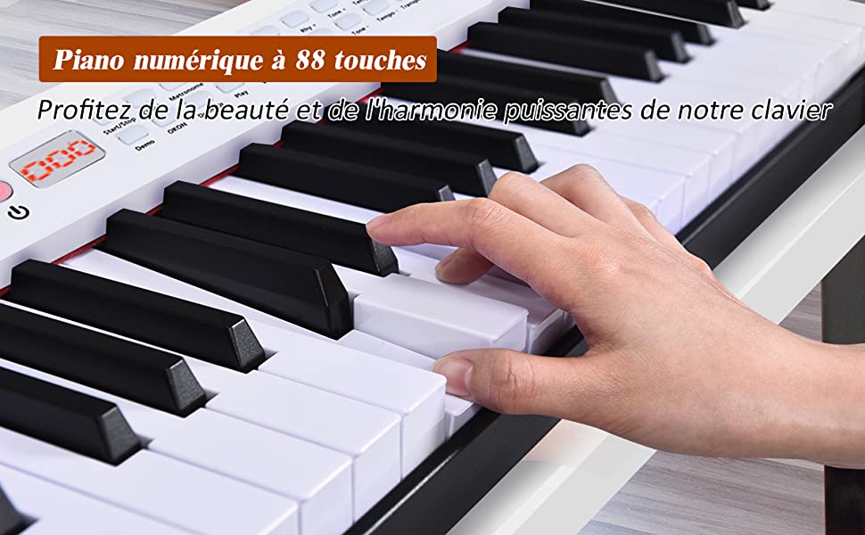 Piano Numérique 88 Touches avec Touches Lestées Fonction Bluetooth