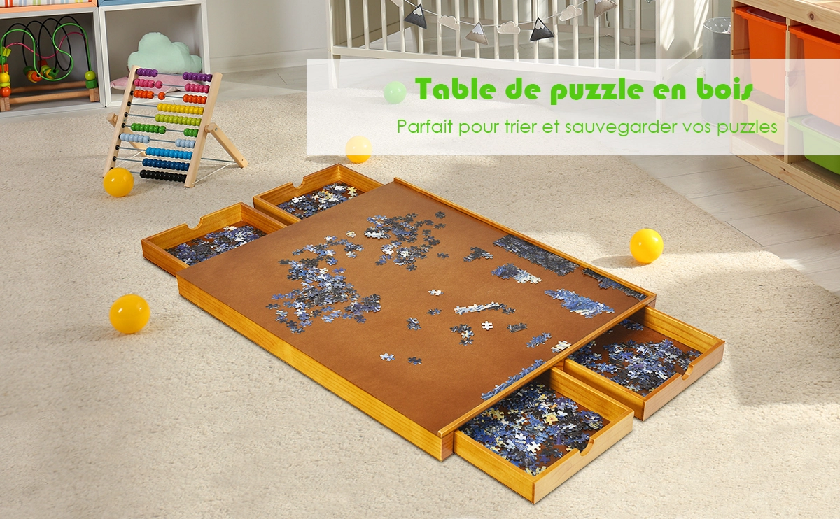 Yulie Puzzle Mates Portable Table de Puzzle Pliable inclinable avec tiroir Convient jusquà 1500pcs 