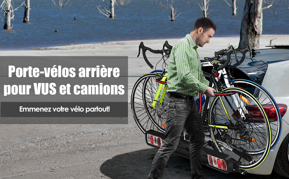 Porte-velos sur Attelage pour 2 Vélos avec Conception Intelligente de Basculement 