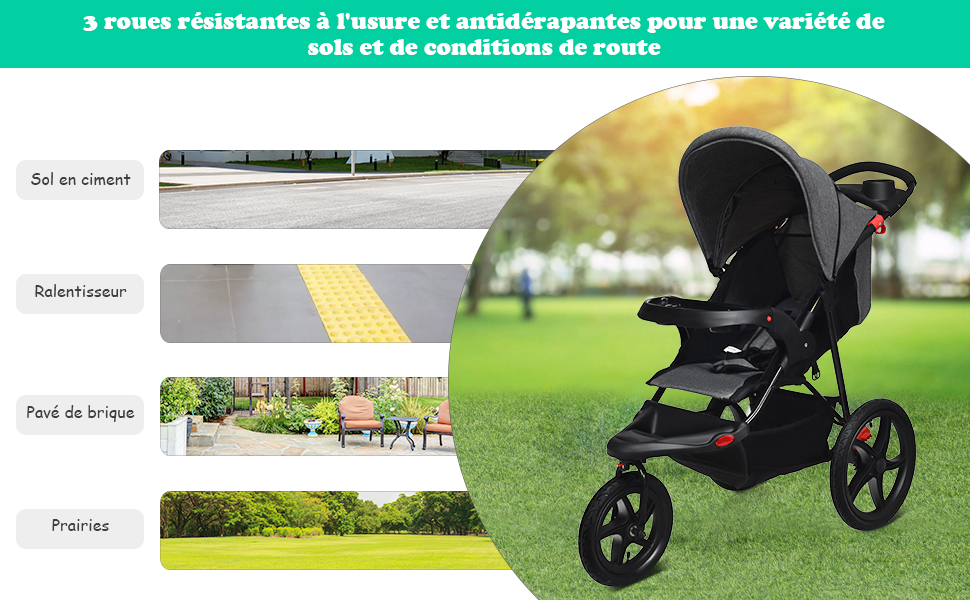 Kinderwagen met 3 wielen voor alle terreinen
