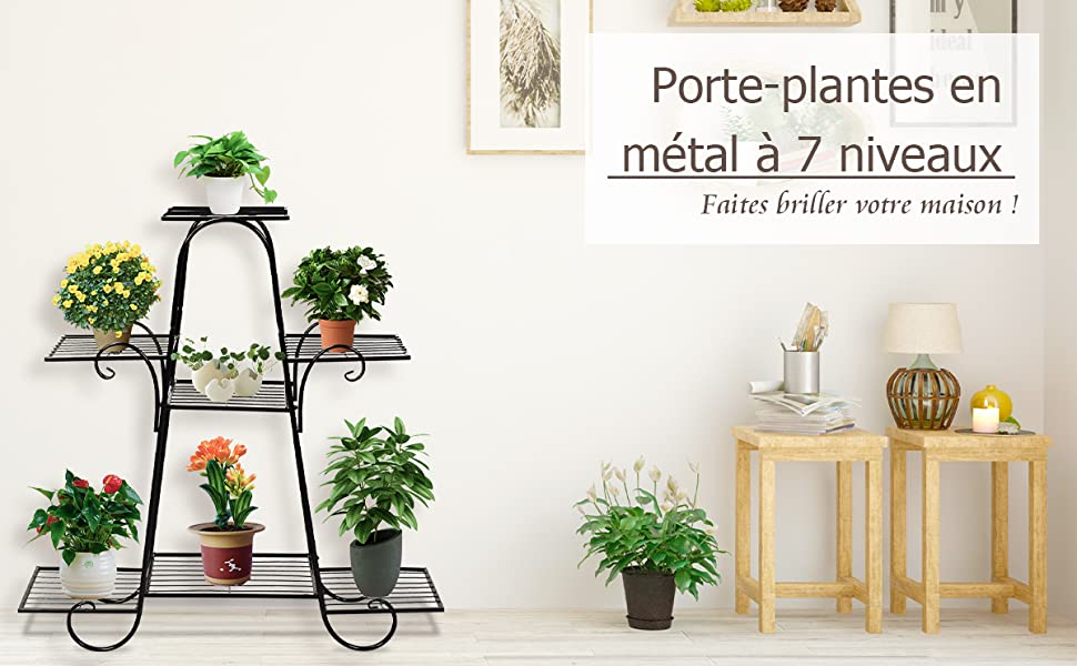 Etagere Plante Interieur en Metal 5 Niveaux Porte-Plantes 81 x 25 x 82 cm Charge Max 25kg pour Maison Veranda Jardin Balcon
