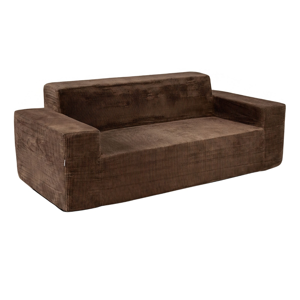 Costway Canapé 3 Places Loveseat Coussin Moelleux Nuage Velours Côtelé sans Cadre Dossier Haut Coussin Accoudoirs Larges Assise Profonde Marron