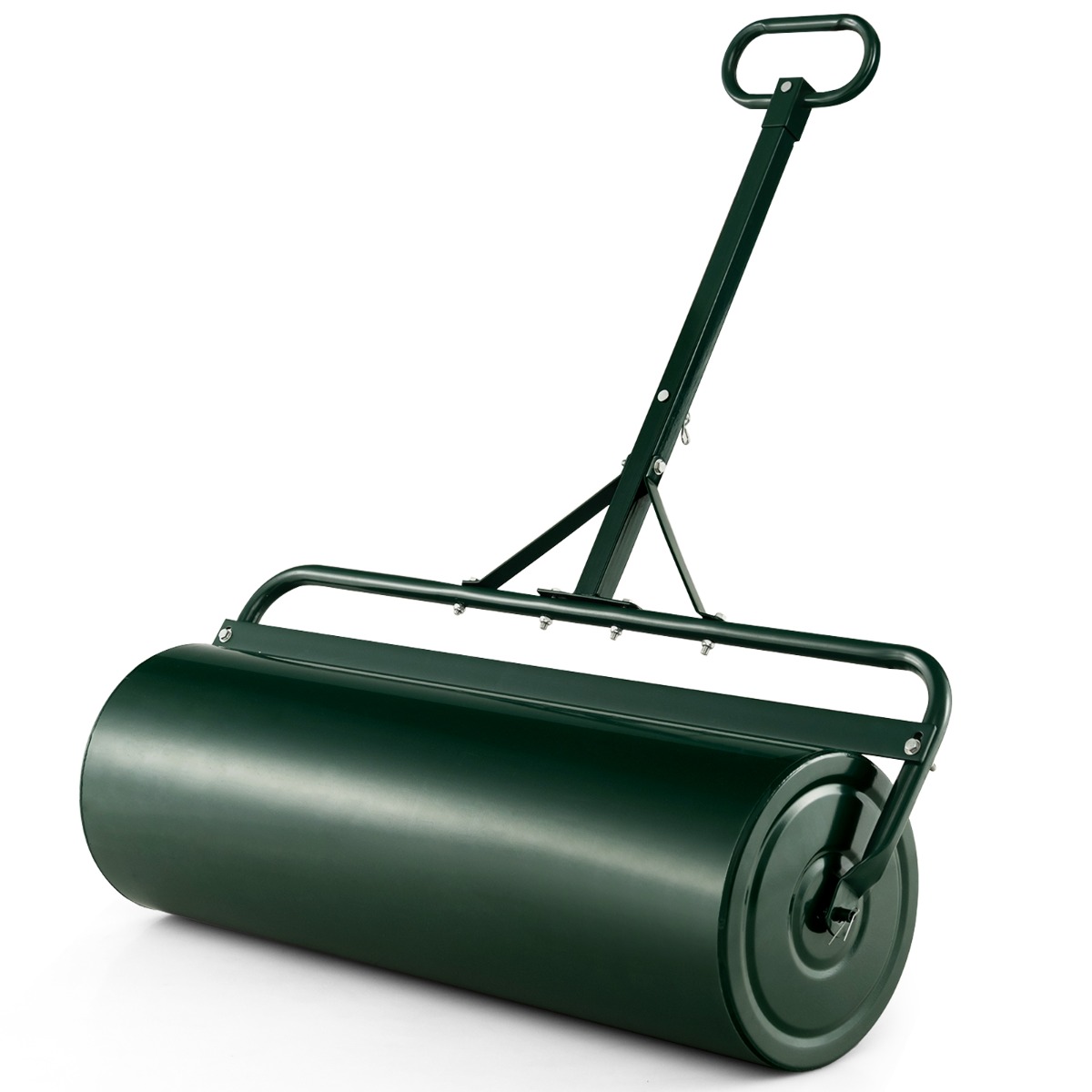 Costway Rouleau à Gazon de Jardin en Métal avec Poignée de Préhension Détachable Rouleau de Pelouse Rempli d'Eau/Sable 113L- Ø 40 CM Vert