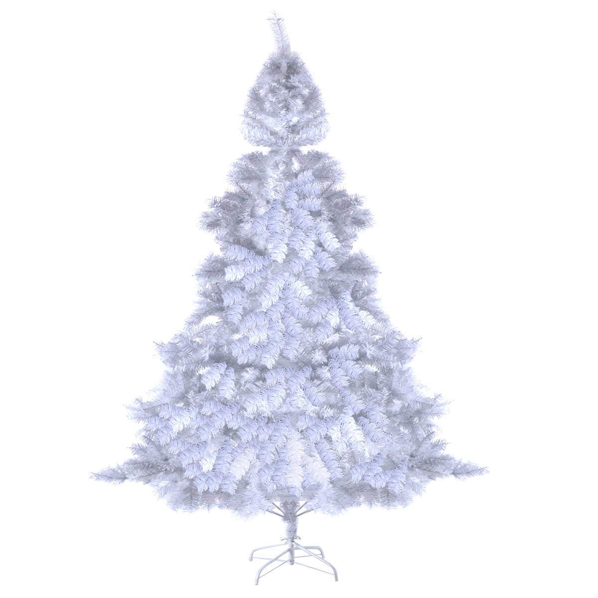 Costway Sapin de Noël pour Décoration de Noël Matériau PVC avec Pied en Métal 210cm Blanc
