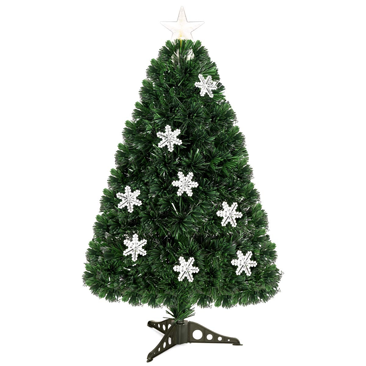 150 CM Costway Sapin de Noël Arbre de Noël Artificiel avec Lumières LED et Pied en Métal Matériau PVC pour Décoration de Noël 120/150/180/ 210cm Vert