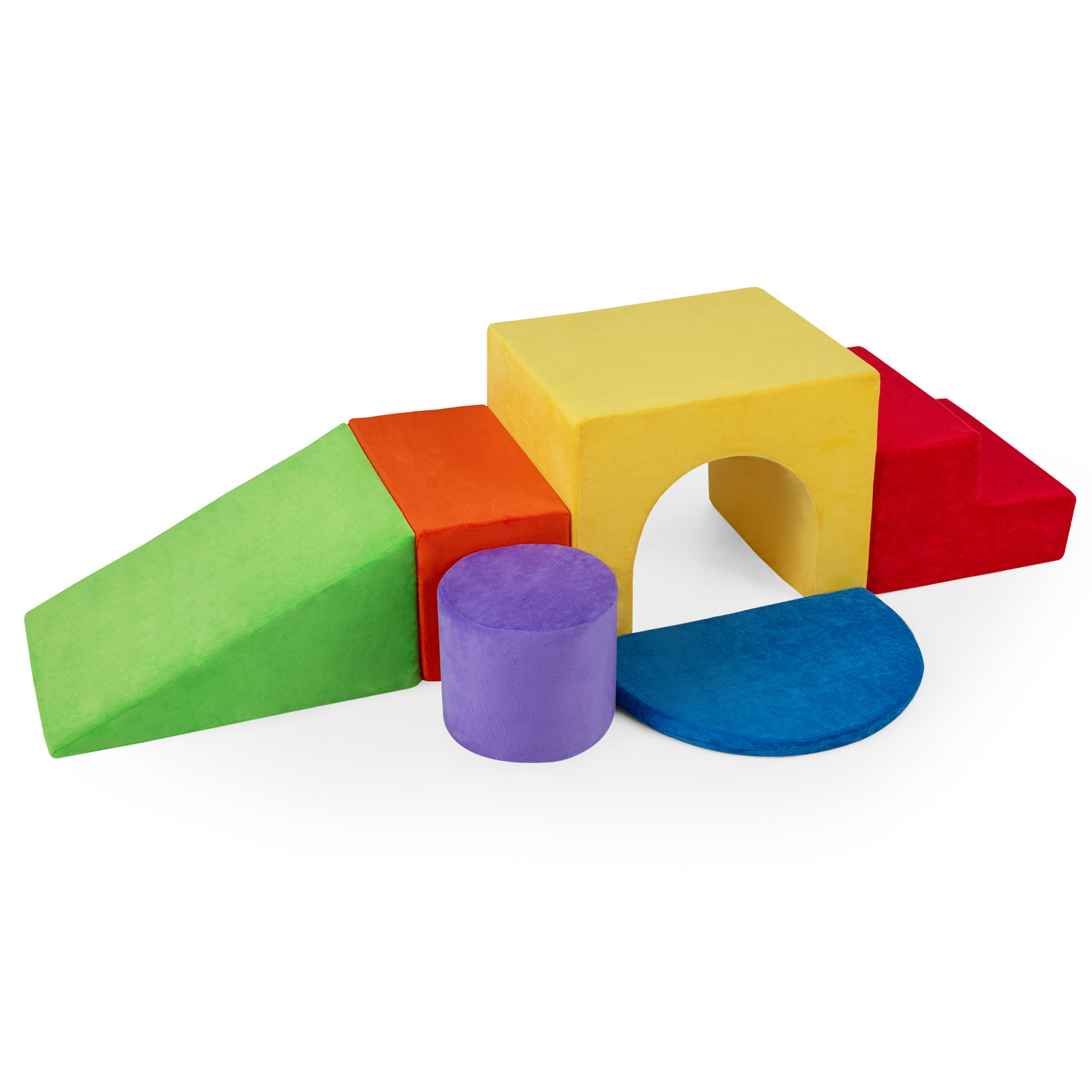 Costway Blocs d'Escalade en Mousse Enfants 6PCS Jeu de Motricité Velours avec Toboggan et Arche Housses Amovibles Lavables pour 3 Ans+ Rouge