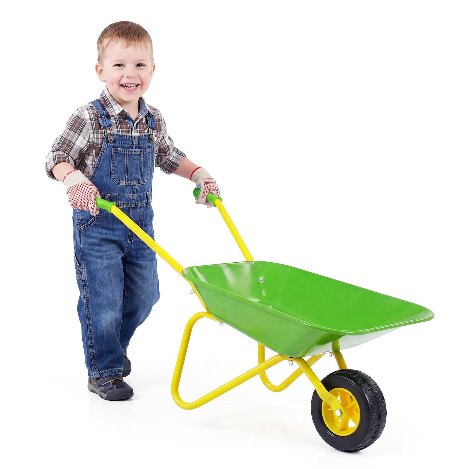 Costway Brouette Enfants Chariot de Jardin Enfants avec Roues Tout-Terrain Équipement de Jeu d'Extérieur et d'Intérieur pour 3+ Ans Vert