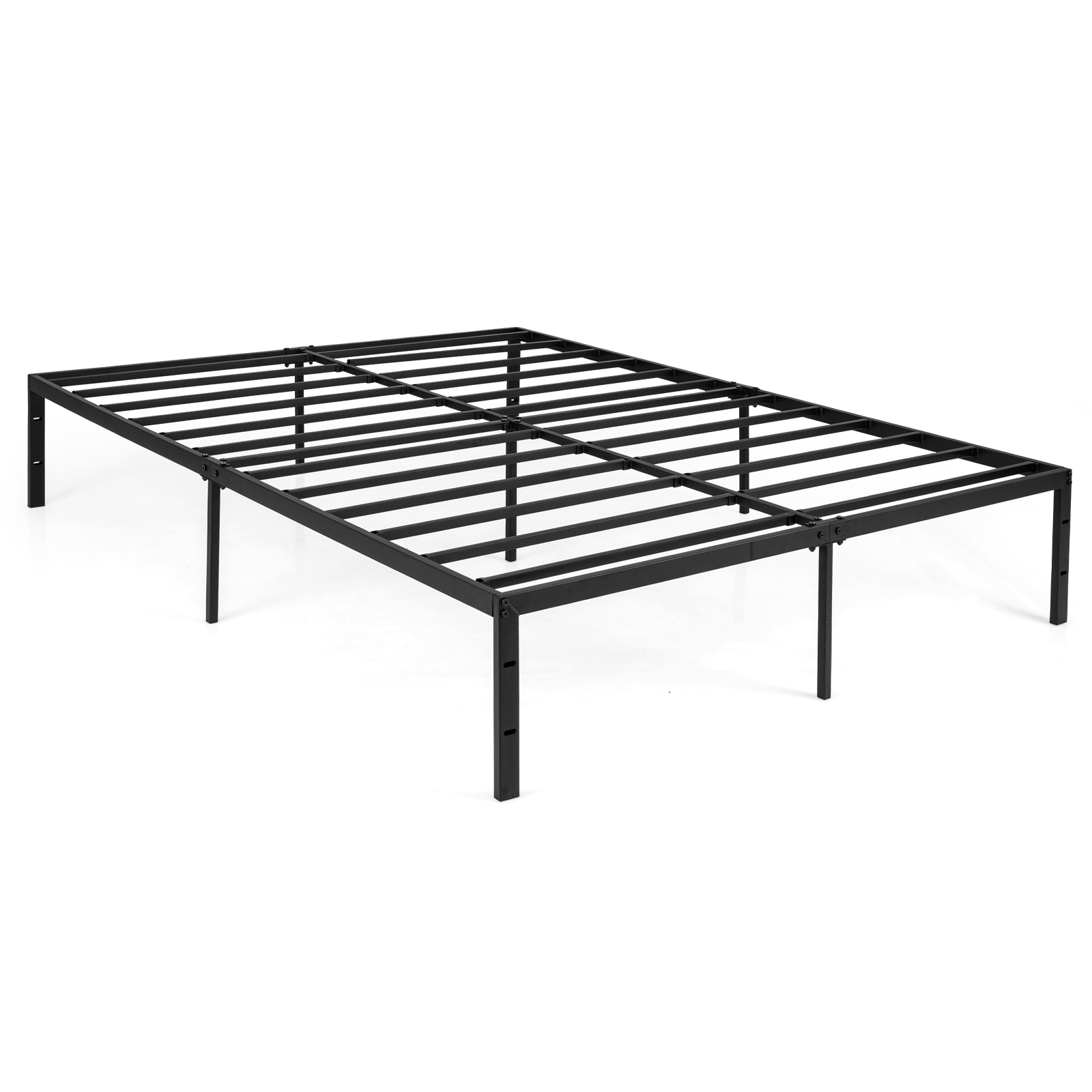 Costway Cadre de Lit Métallique King Lit Plateforme avec Lattes Métalliques Renforcées Support de Matelas sans Sommier 160 x 200 cm Noir