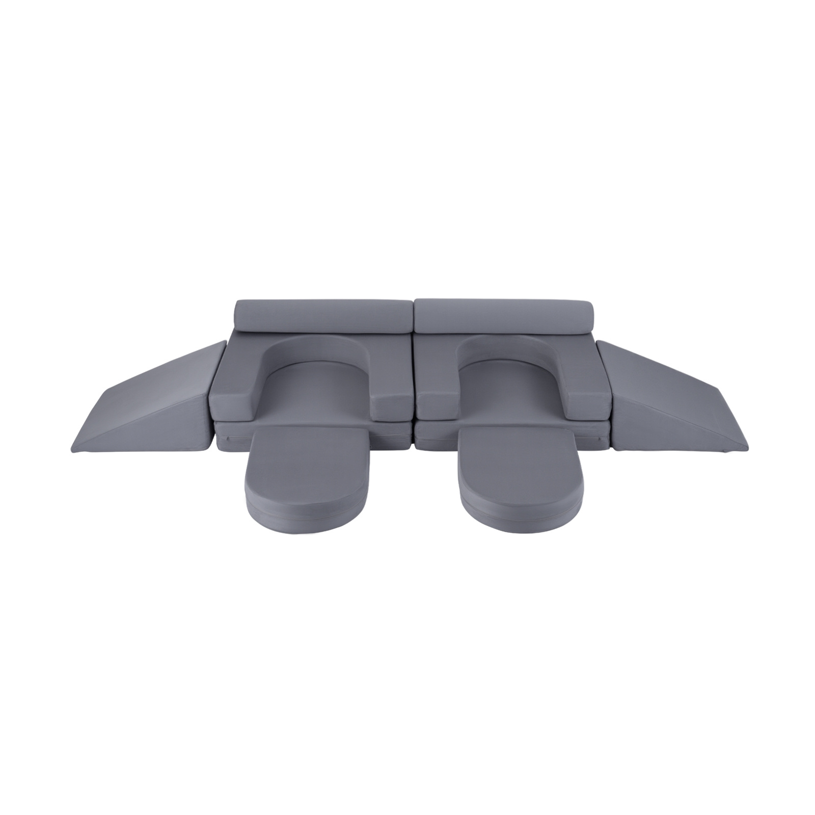Costway Canapé Enfant Modulable 10 Pièces Blocs de Construction en Mousse avec Tissu Suédé Doux Housses Amovibles et Lavables 3+ Ans Gris