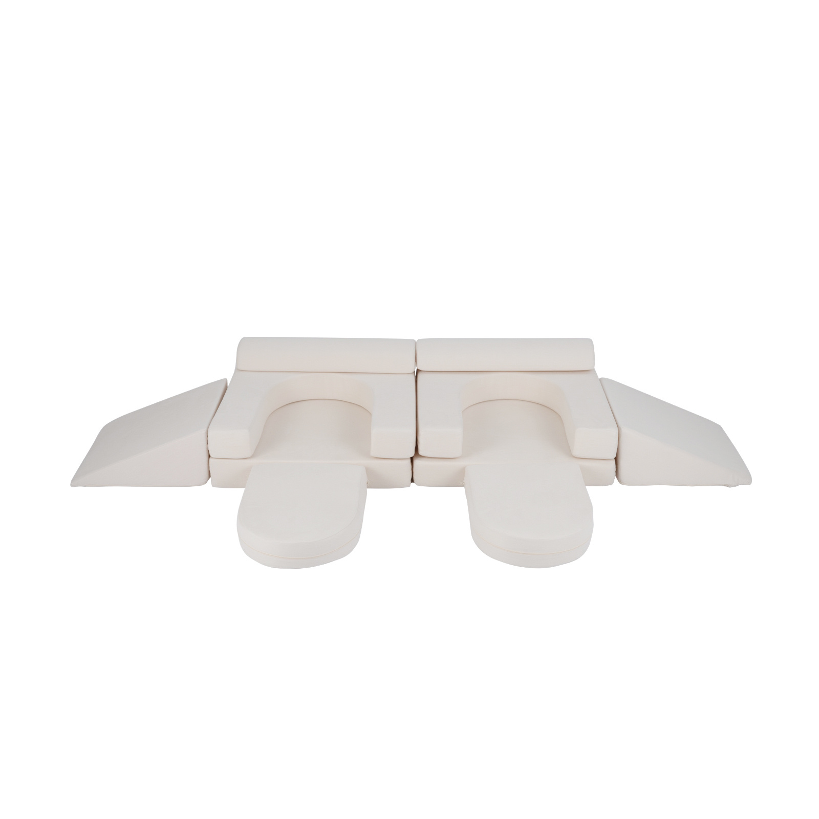 Costway Canapé Enfant Modulable 10 Pièces Blocs de Construction en Mousse avec Tissu Suédé Doux Housses Amovibles et Lavables 3+ Ans Beige