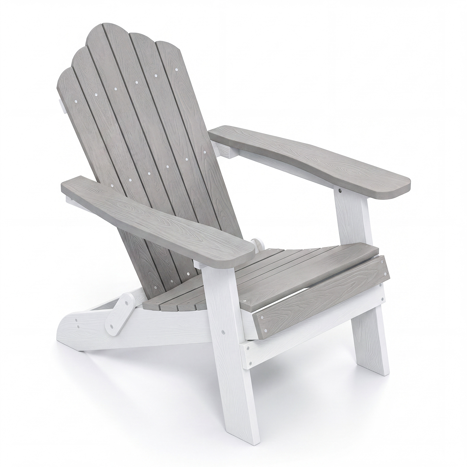 Costway Chaise Adirondack Extérieure Fauteuil Adirondack en HIPS avec Dossier Incliné à 105° Accoudoirs Larges Assise à Lattes Charge 180 kg Gris