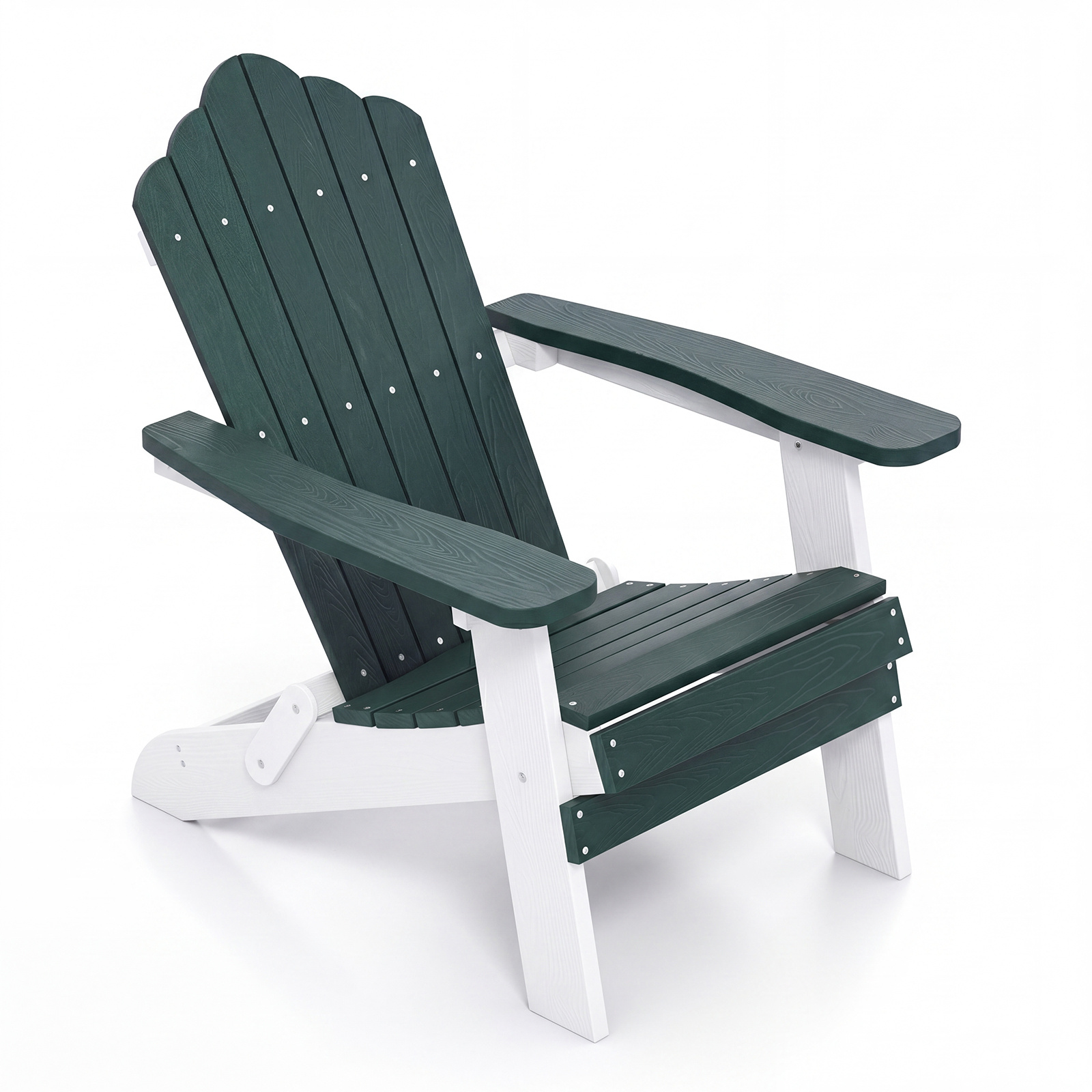 Costway Chaise Adirondack Extérieure Fauteuil Adirondack en HIPS avec Dossier Incliné à 105° Accoudoirs Larges Assise à Lattes Charge 180 kg Vert