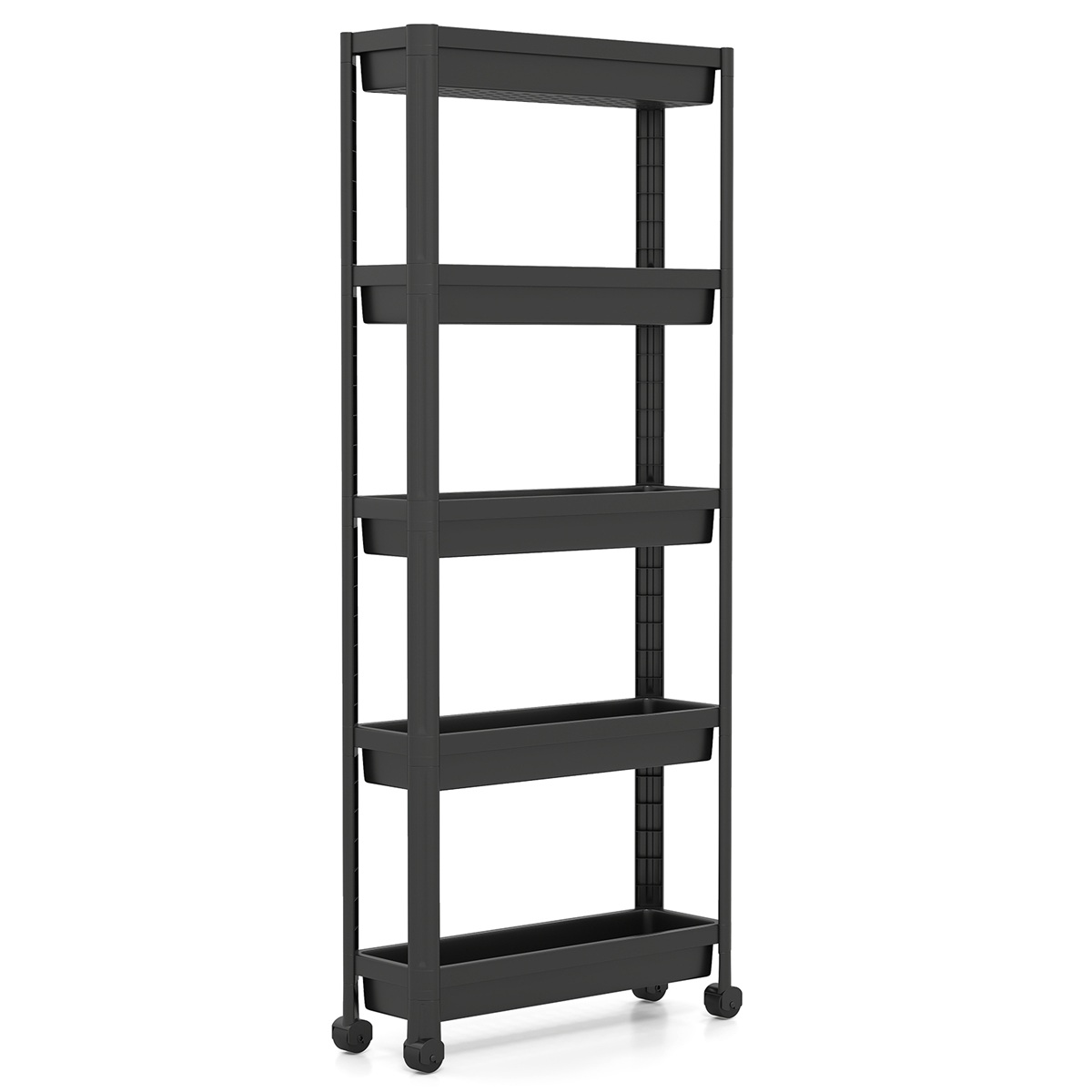 Costway Chariot de Rangement Roulant à 5 Niveaux Organisateur Mobile Gain de Place avec Roulettes Fluides Étagère de Rangement Multifonction Noir
