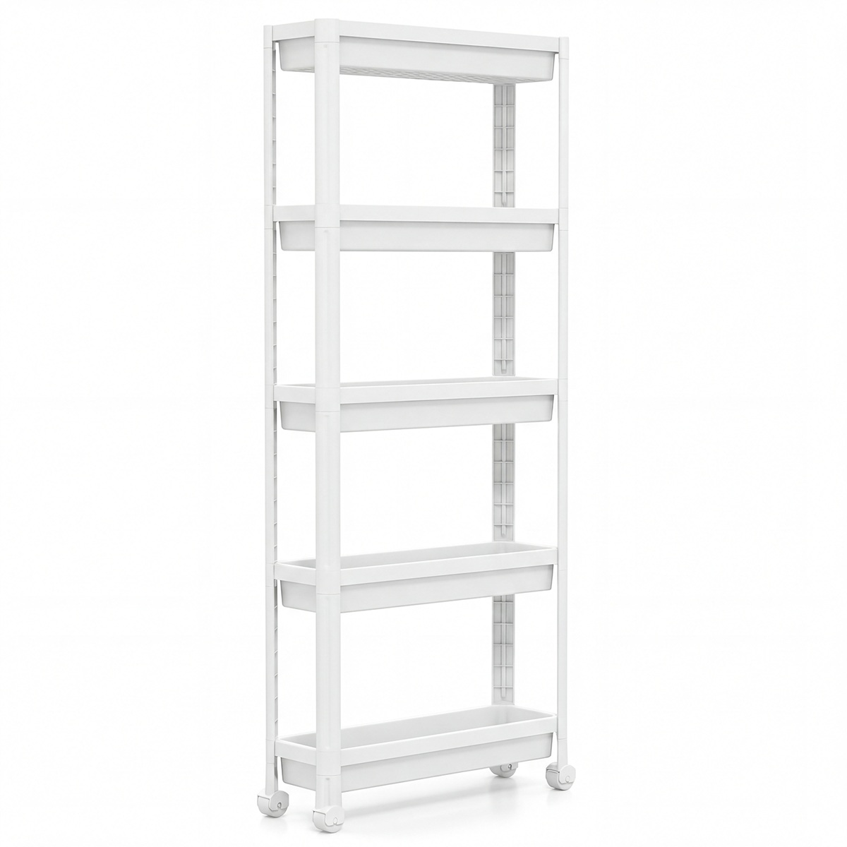 Costway Chariot de Rangement Roulant à 5 Niveaux Organisateur Mobile Gain de Place avec Roulettes Fluides Étagère de Rangement Multifonction Blanc